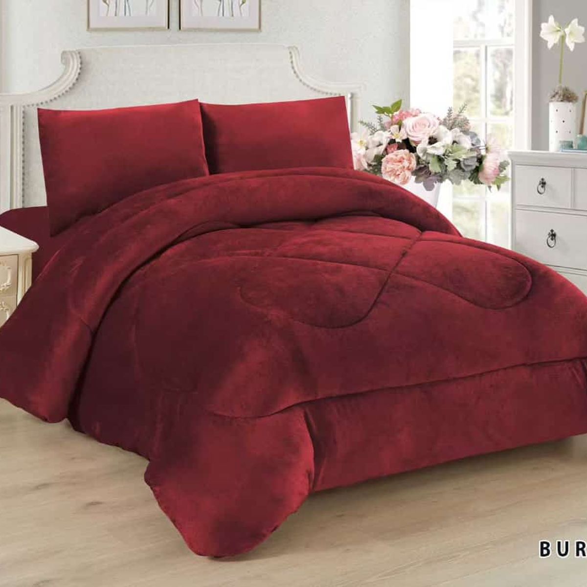GENERICO - Cubrecama de Invierno Plush con Chiporro 2 P Rojo M25