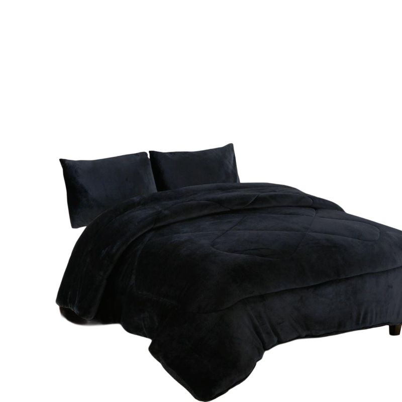 GENERICO - Cubrecama de Invierno Plush con Chiporro 1,5 P Negro M01