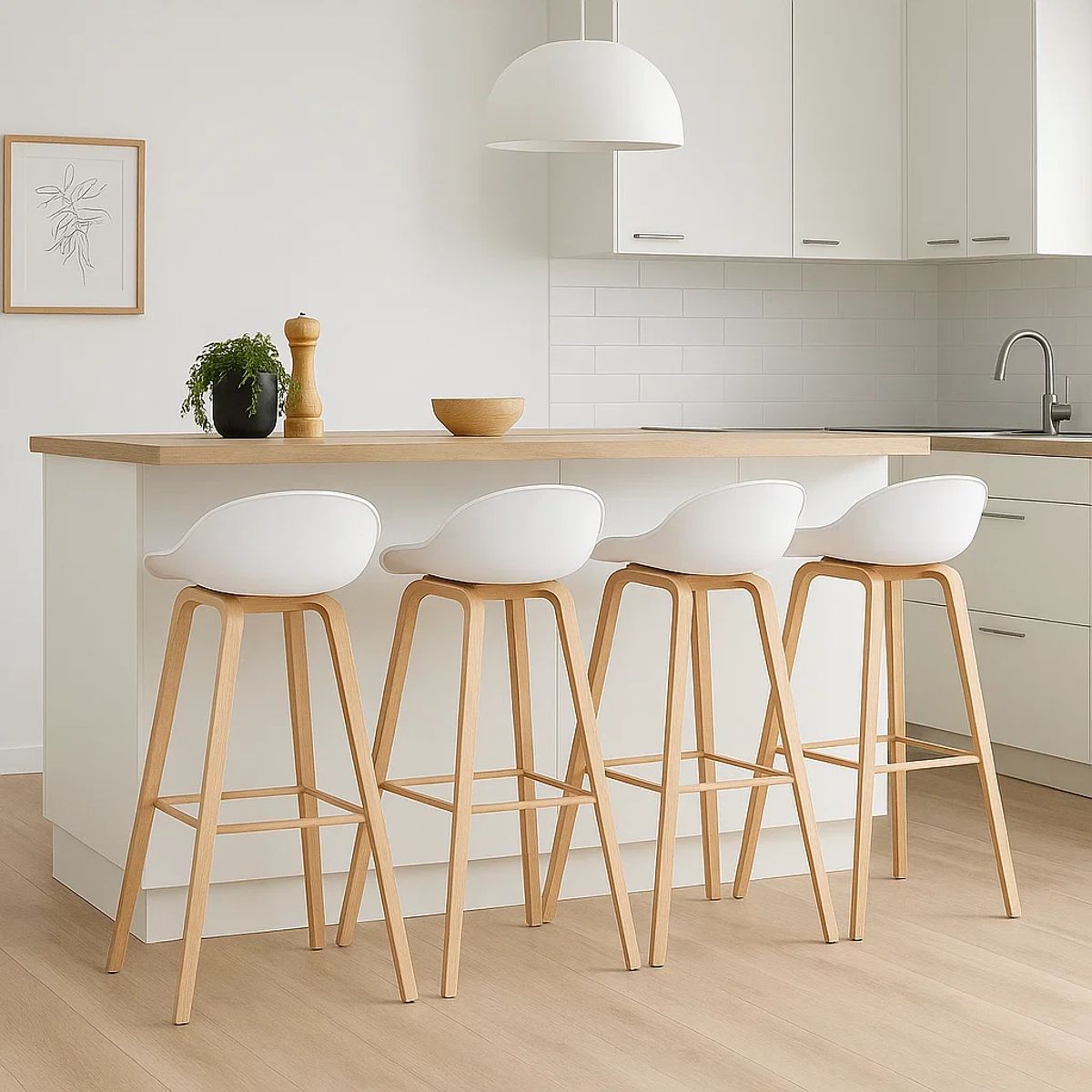 KLIK - Pack de 4 Taburetes Nordic - Blanco