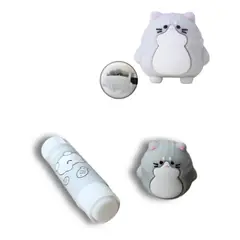 GENERICO - Pack Sacapuntas + Pegamento En Barra De Gato Kawaii Cat GRIS