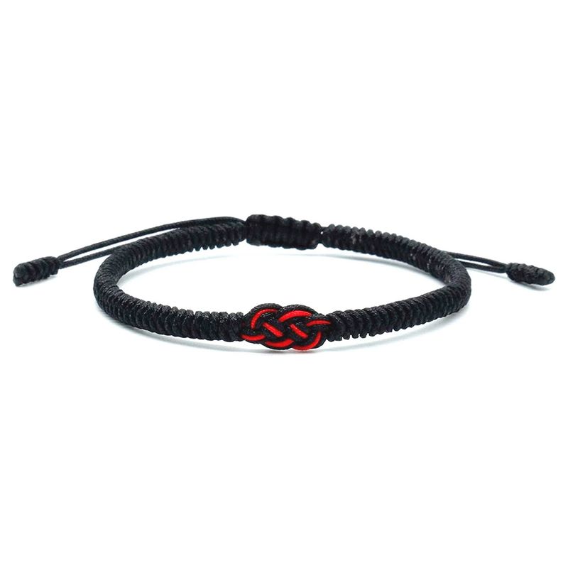 MILLAM - Pulsera Budista Tibetana Negro Nudo Infinito Rojo Ajustable