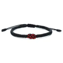 MILLAM - Pulsera Budista Tibetana Negro Nudo Infinito Rojo Ajustable