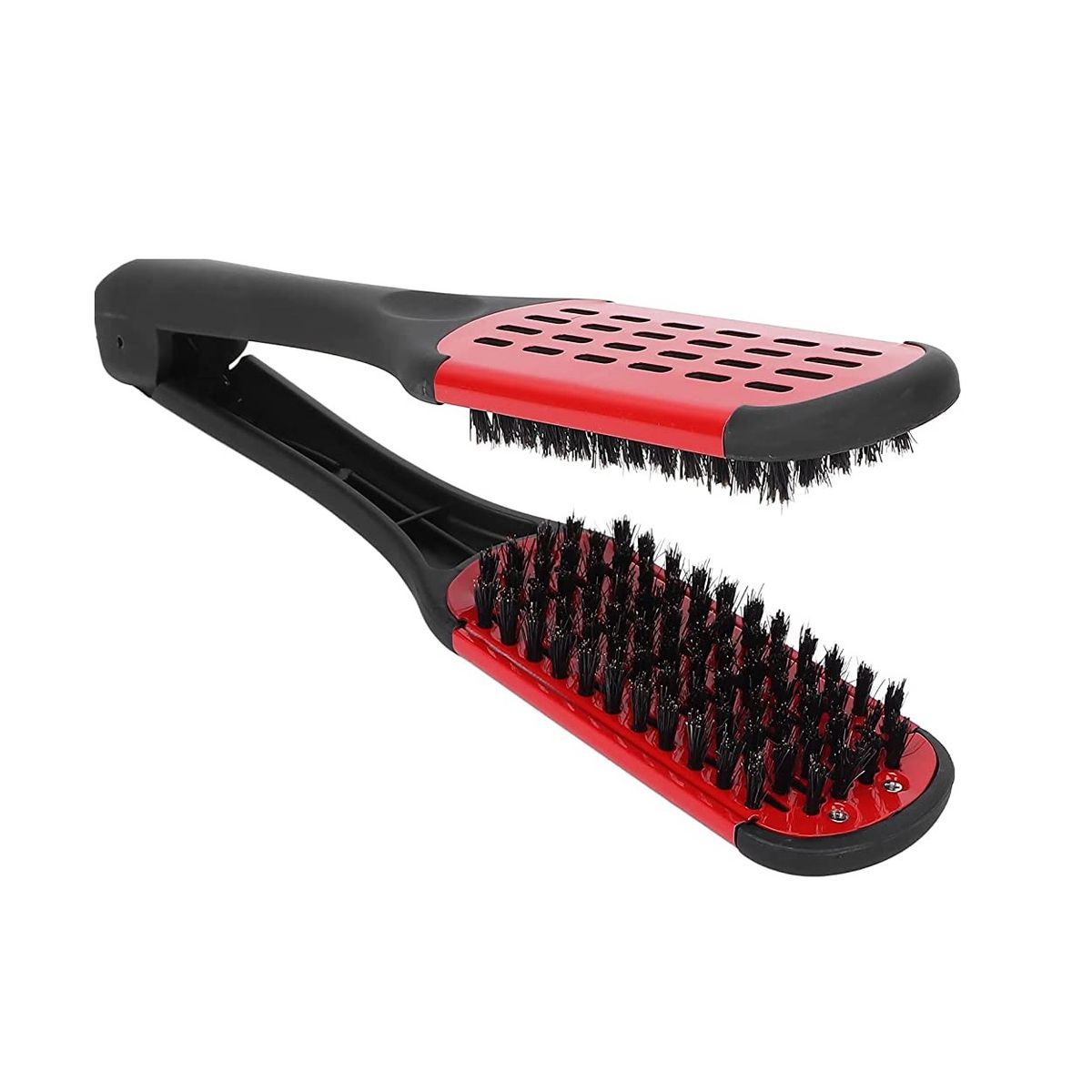 MAXCARE - Cepillo De Pinza De Pelo Doble Cara Para Alisar Cabello Rojo