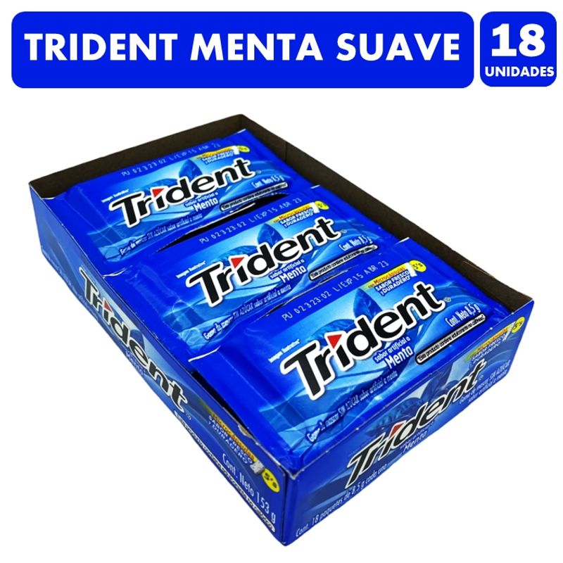 TRIDENT - Trident Azul - Chicle Sabor Menta Suave (Caja Con 18 Uni)