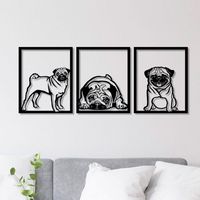 Cuadro Decorativo Figura perro Pug en madera Mdf