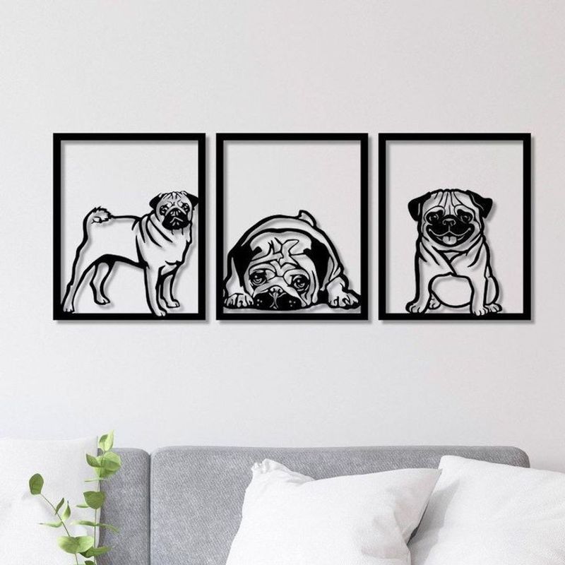 GENERICO - Cuadro Decorativo  Figura perro Pug en madera Mdf