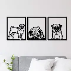 GENERICO - Cuadro Decorativo Figura perro Pug en madera Mdf