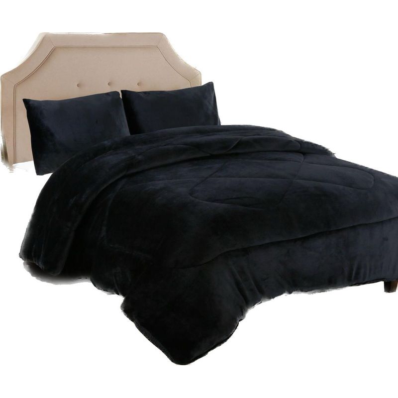 GENERICO - Cubrecama de Invierno Plush con Chiporro King Negro