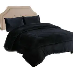 GENERICO - Cubrecama de Invierno Plush con Chiporro King Negro
