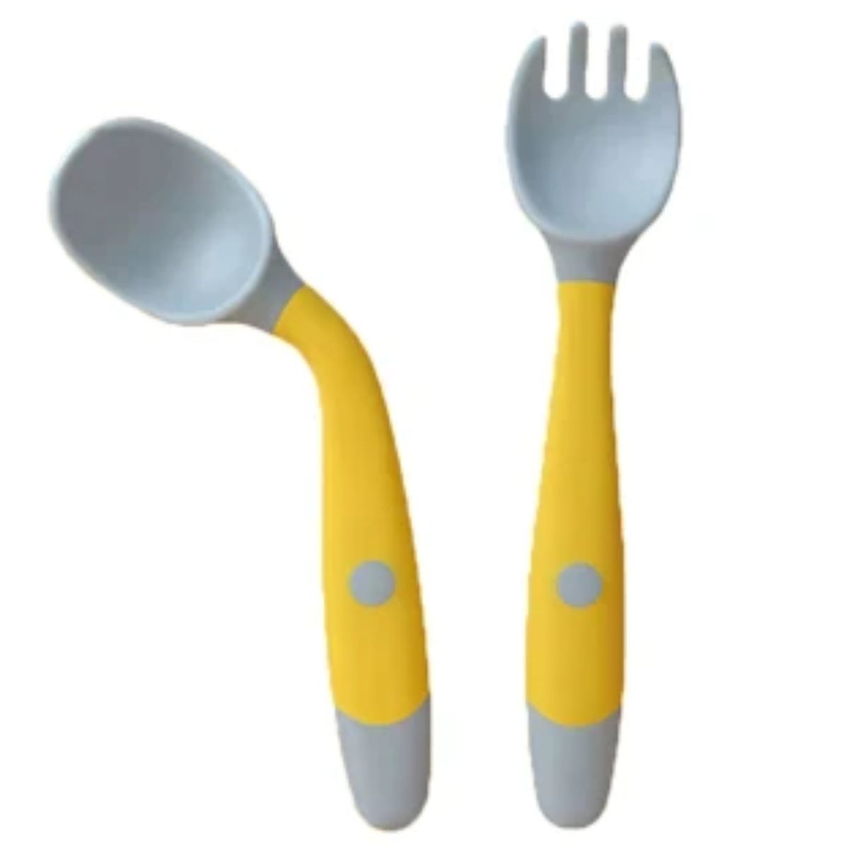 GENERICO - Set Cuchara y Tenedor Flexible de Silicona Amarillo