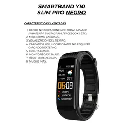 GENERICO - Smartband Banda Inteligente Y10 SlimPro Sport Iphone-Samsung Negro