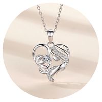 Collar Colgante Corazón Plata S925 Madre Hijo Regalo Mamá