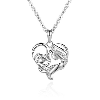 Imagen 2 del producto Collar Colgante Corazón Plata S925 Madre Hijo Regalo Mamá