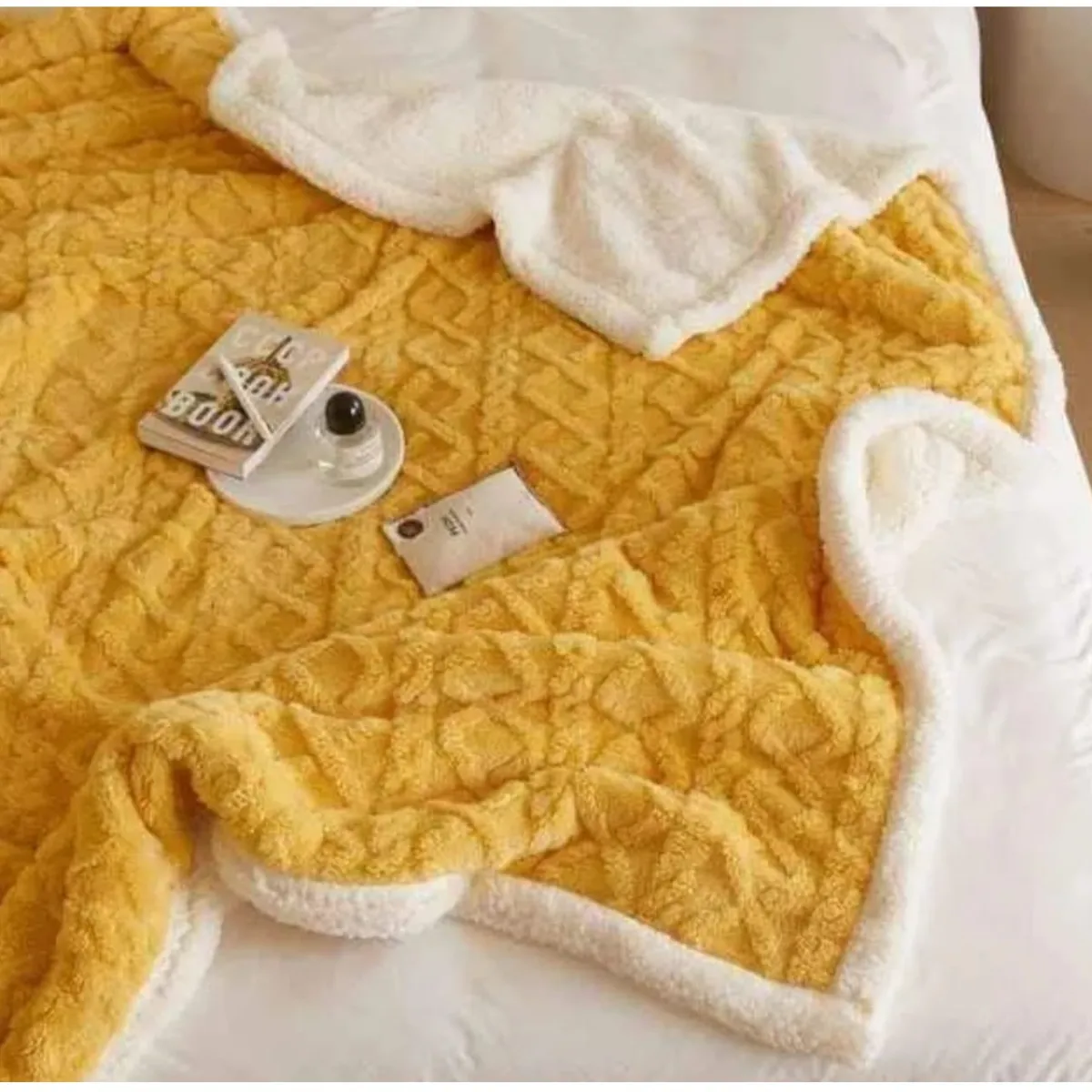 GENERICO - Frazada Sherpa Polar - Manta termica con Chiporro 2 plazas Amarillo