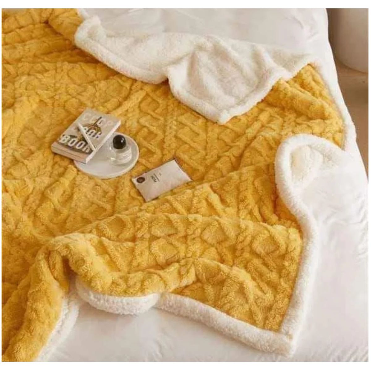 GENERICO - Frazada Sherpa Polar - Manta termica con Chiporro 2 plazas Amarillo