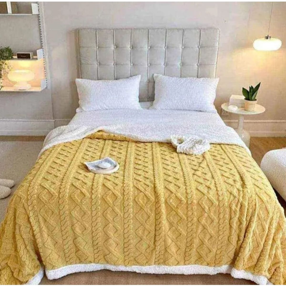 GENERICO - Frazada Sherpa Polar - Manta termica con Chiporro 2 plazas Amarillo