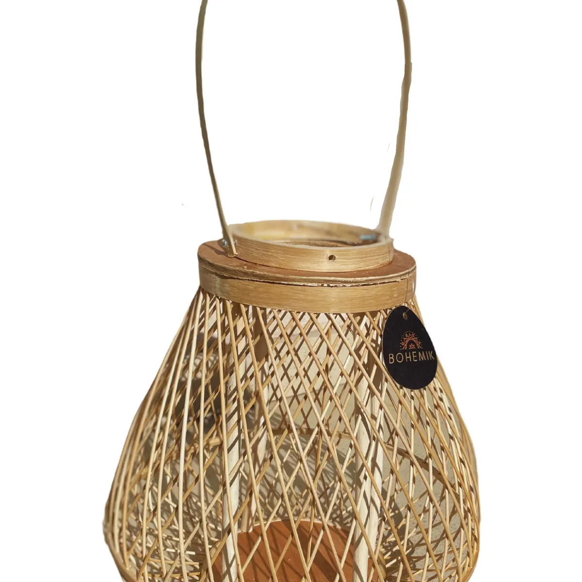 BOHEMIK - Lámpara porta velas de mesa de bambú boho