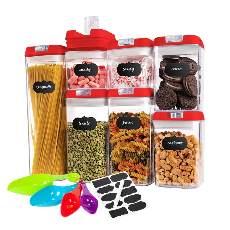 CHEFCHOICE - Set 7 Contenedores Super Hermeticos Envases Acrilicos Cocina Rojo