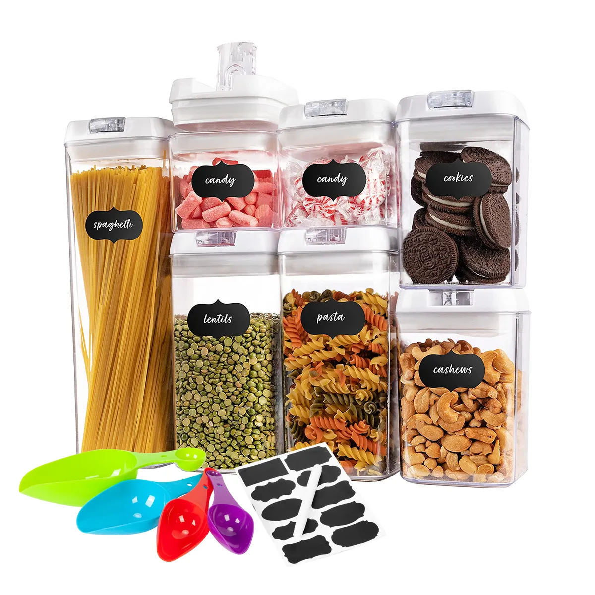 CHEFCHOICE - Set 7 Contenedores Super Hermeticos Envases Acrilicos Cocina Blanco