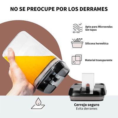 Imagen 2 del producto Set 7 Contenedores Super Hermeticos Envases Acrilicos Cocina Negro
