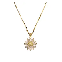 ZG JOYAS - Collar Flor Girasol Con Cristales Circón Oro 14k