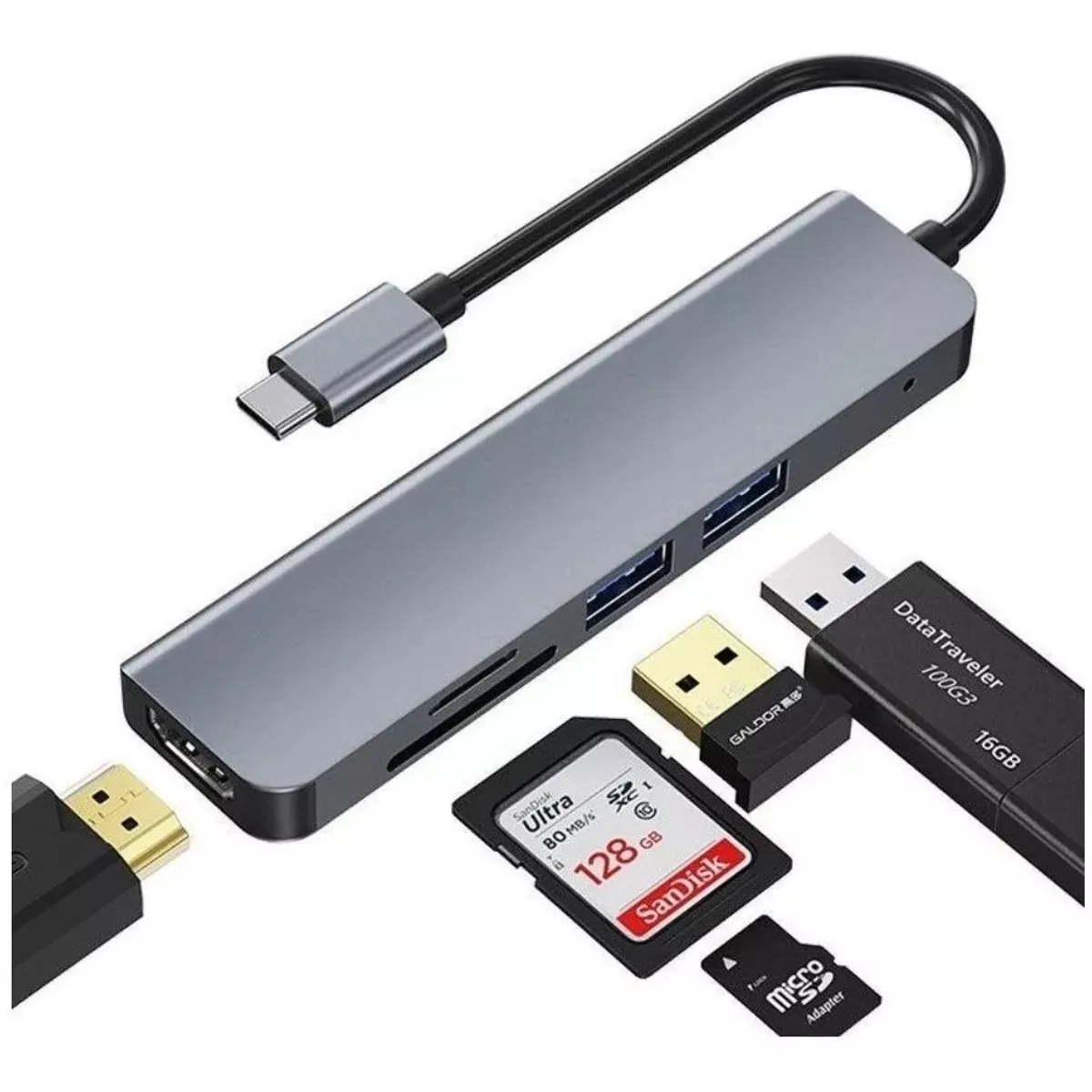KUANGYE - Hub Adaptador Usb-c 5 En 1 (hdmi,2x Usb 3.0, Tf, Sd) Macbook