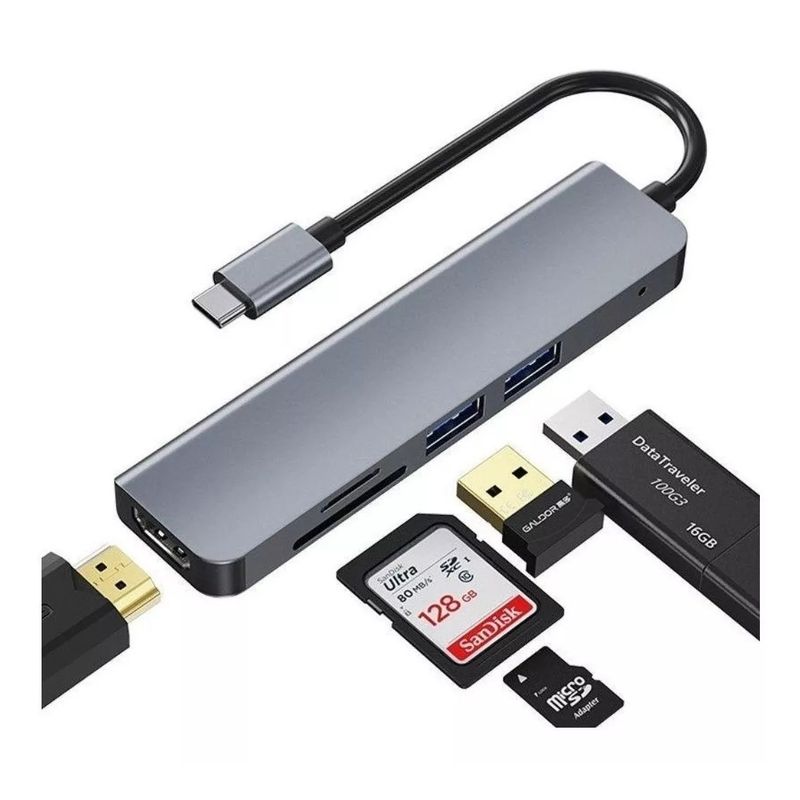 KUANGYE - Hub Adaptador Usb-c 5 En 1 (hdmi,2x Usb 3.0, Tf, Sd) Macbook
