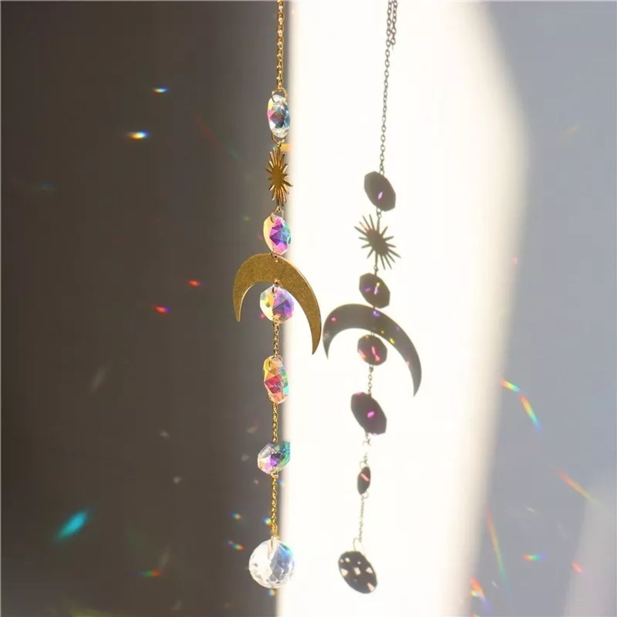 KUANGYE - Atrapasol Arco Iris Luna Colgante Cristal
