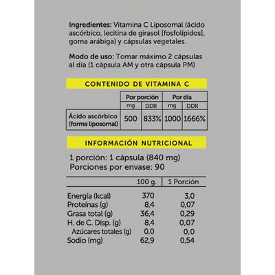 Imagen 2 del producto Vitamina C Plus LIPOSOMAL 90 cápsulas