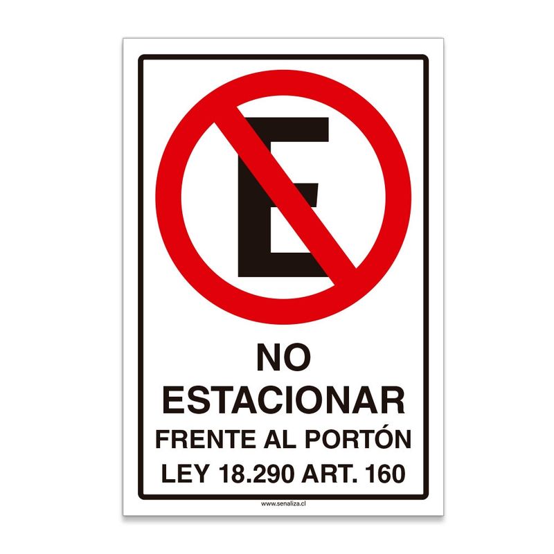 LETREROMANIA - Letrero No Estacionar Frente Al Porton Con Ley 45x30cm Metalico