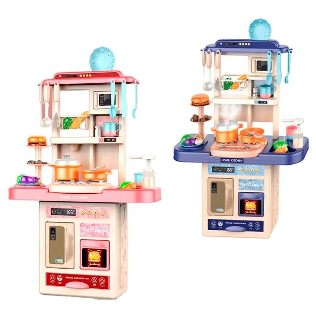 DETODOYMAS - Set de Cocina Juguete Con Luz Sonido Agua Vapor Y Mas 65 Cm. - Azul