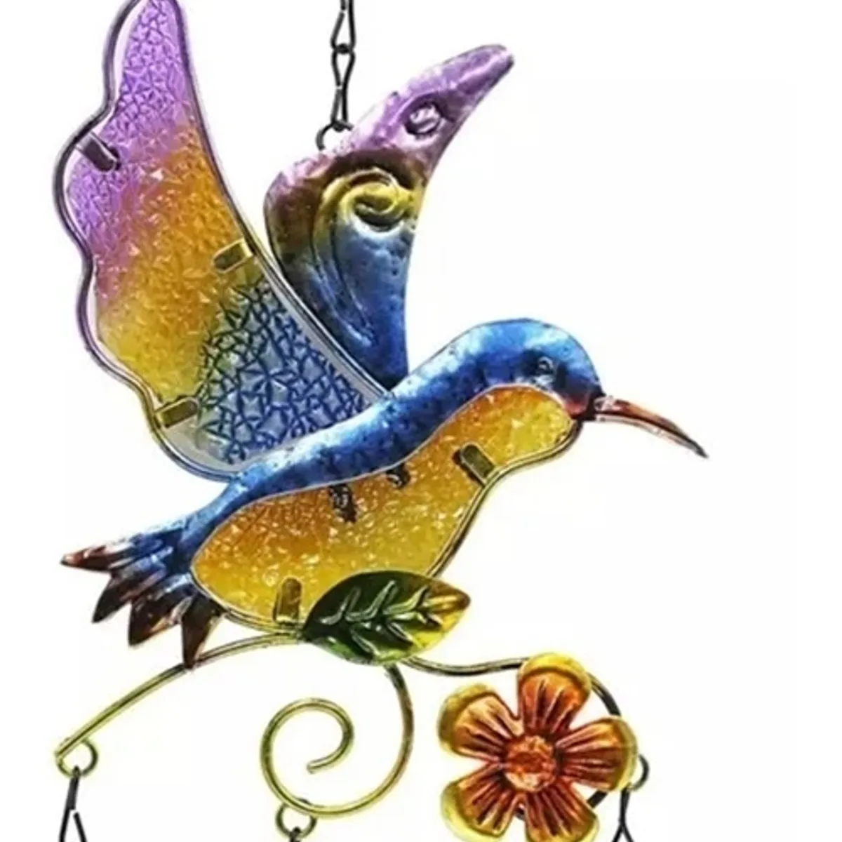 KUANGYE - Colgante Jardín Colibrí Vidrio Y Cobre Campanas De Viento