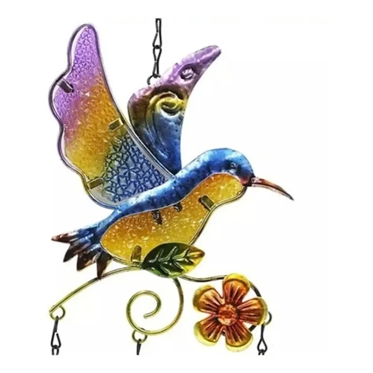 KUANGYE - Colgante Jardín Colibrí Vidrio Y Cobre Campanas De Viento