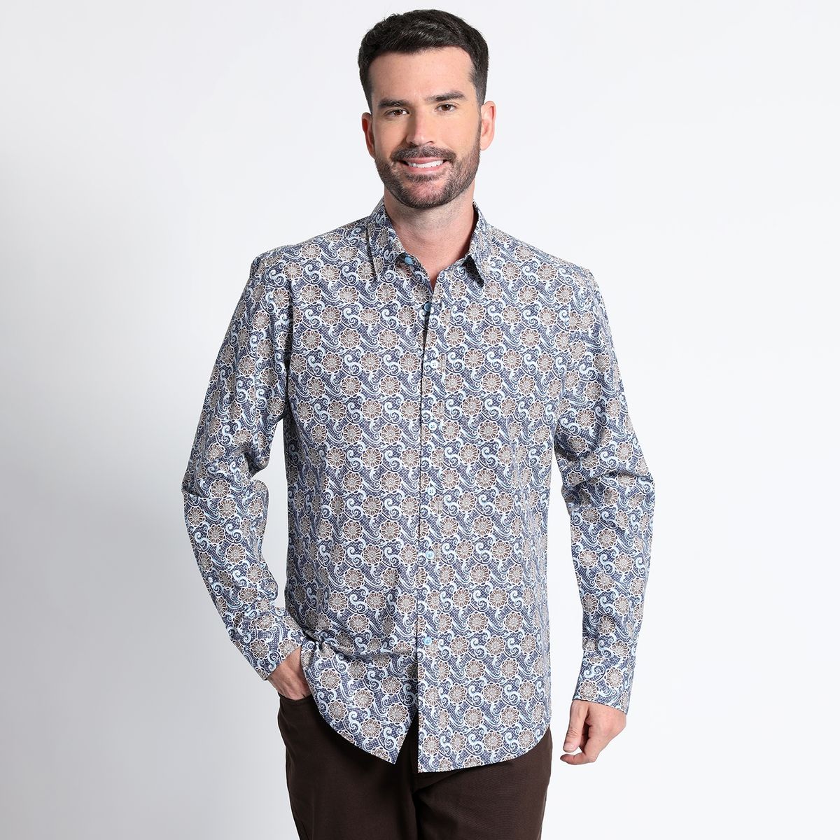 KOTTING - Camisa Fantasía Estampada Sport Manga Larga Slim Fit KOTTING