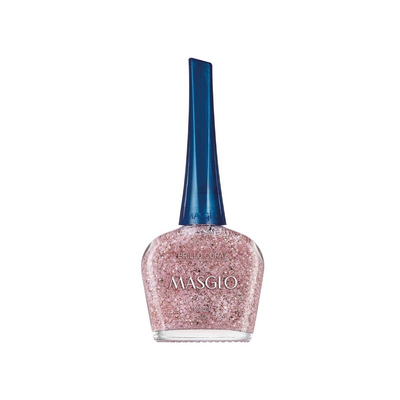 MASGLO - Esmalte Tradicional Glitter Brillo Coral Masglo