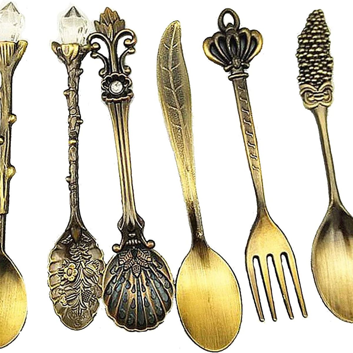 KUANGYE - Cucharas De Estilo Vintage Tenedor Café Snacks Fruta Postre