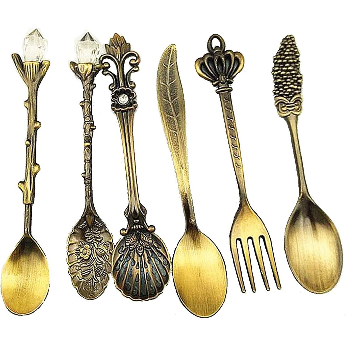 KUANGYE - Cucharas De Estilo Vintage Tenedor Café Snacks Fruta Postre