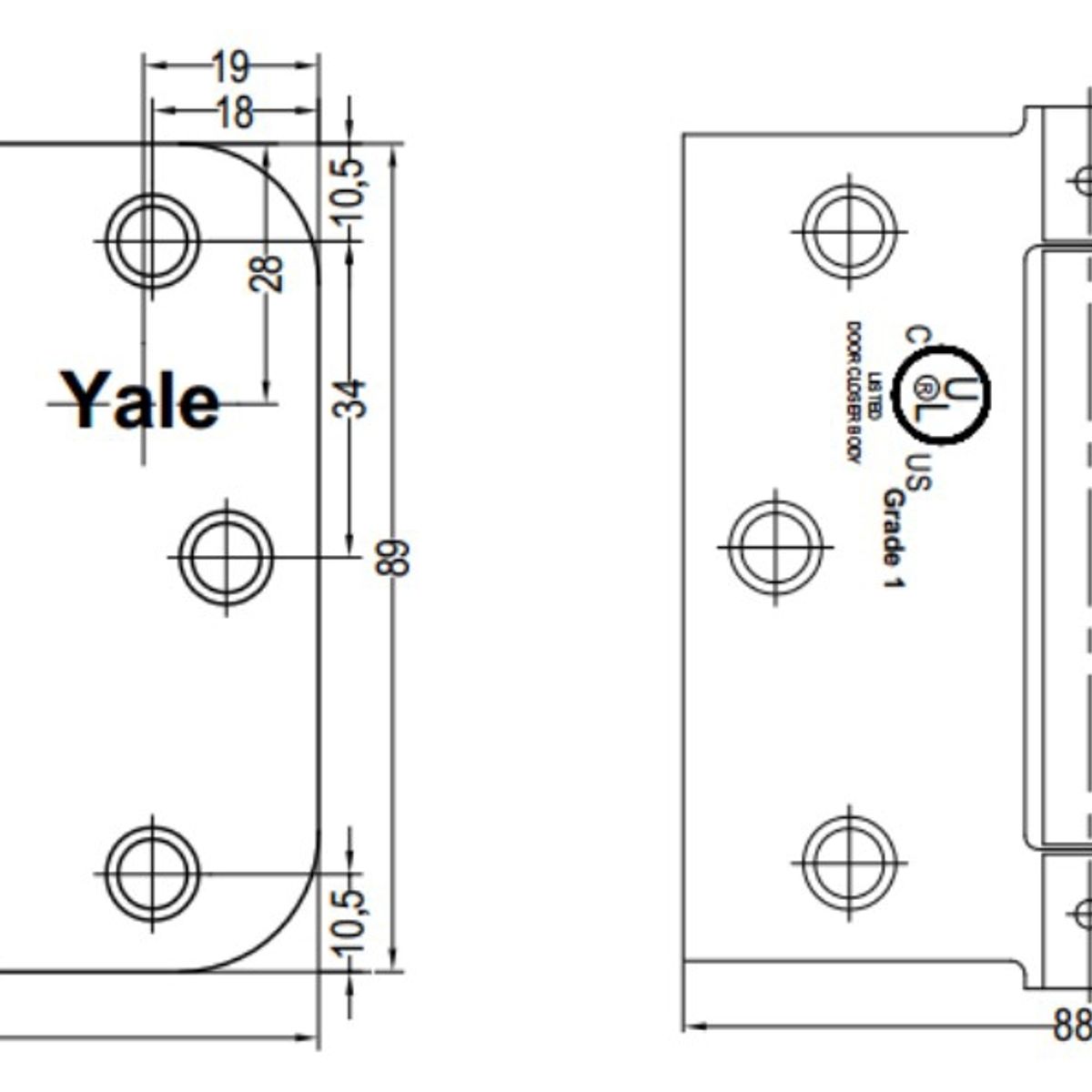YALE - Bisagra con Resorte Yale 3.5mm x 3.5mm Níquel Satín
