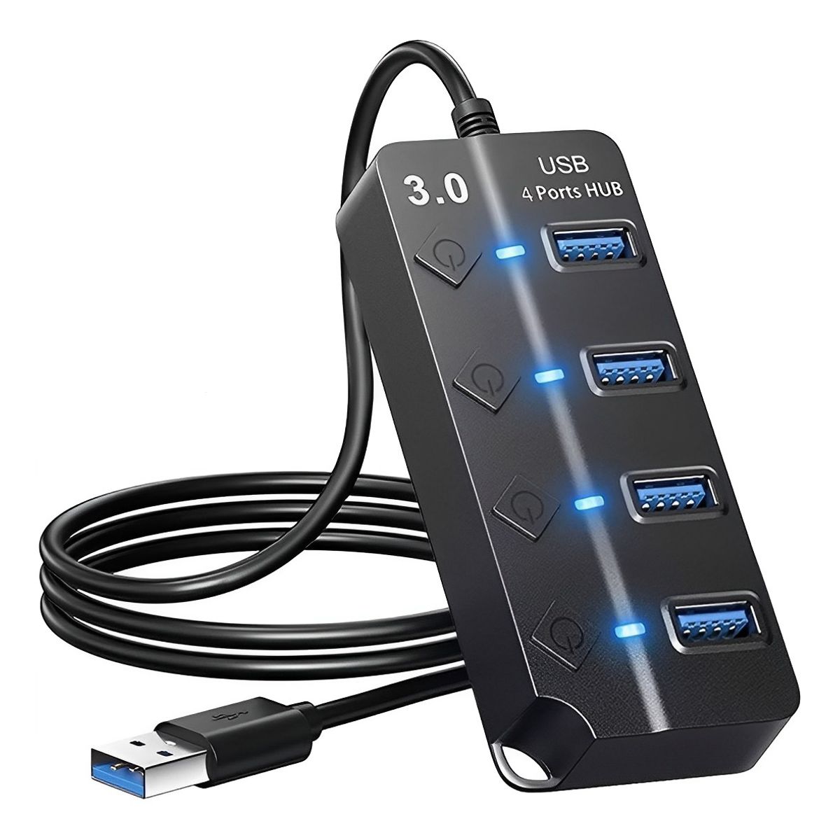 GENERICO - Hub 4 Puertos Multi Usb 3.0 Indicador Luz Led Hub De Datos
