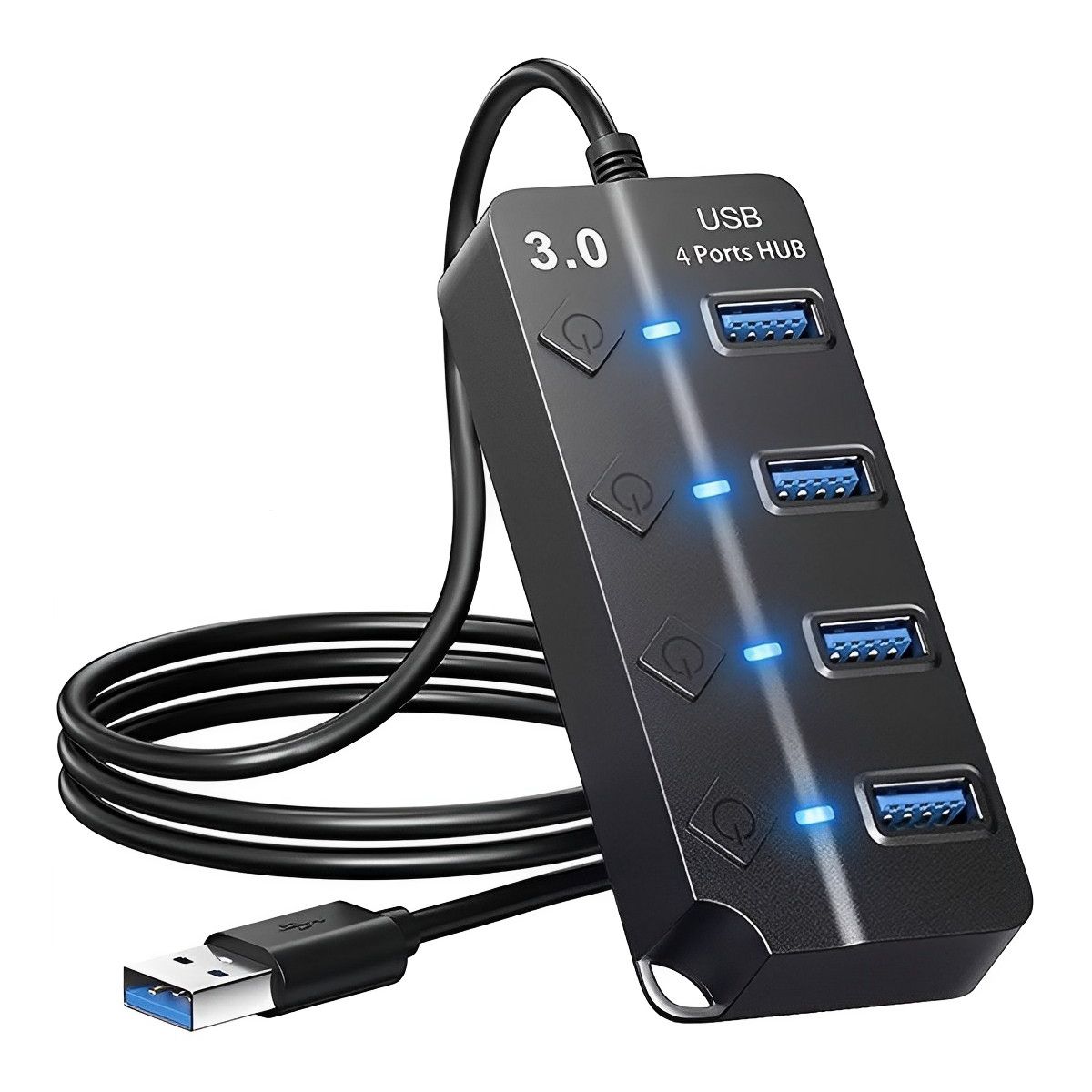 GENERICO - Hub 4 Puertos Multi Usb 3.0 Indicador Luz Led Hub De Datos