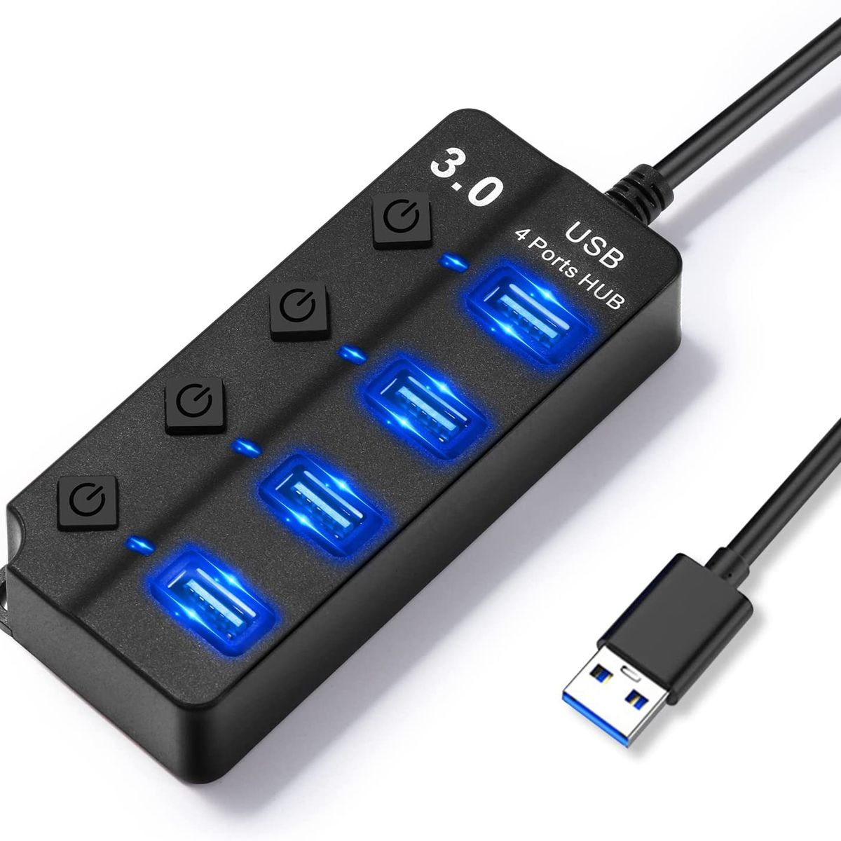 GENERICO - Hub 4 Puertos Multi Usb 3.0 Indicador Luz Led Hub De Datos