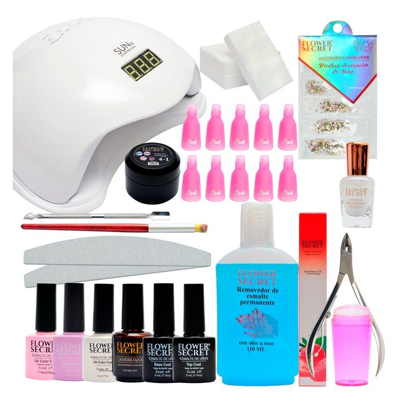 GENERICO - Kit De Esmaltado Permanente con Lampara 48 Watts y Stamping