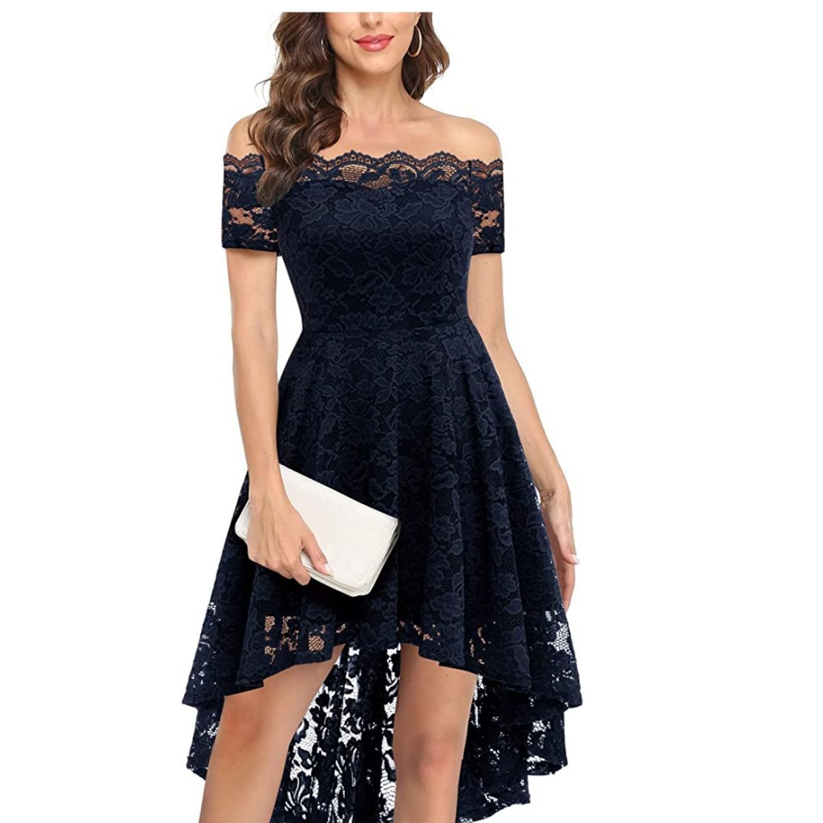 GENERICO - VESTIDO ASIMETRICO DE ENCAJE IDEAL PARA FIESTA GALA GRADUACION
