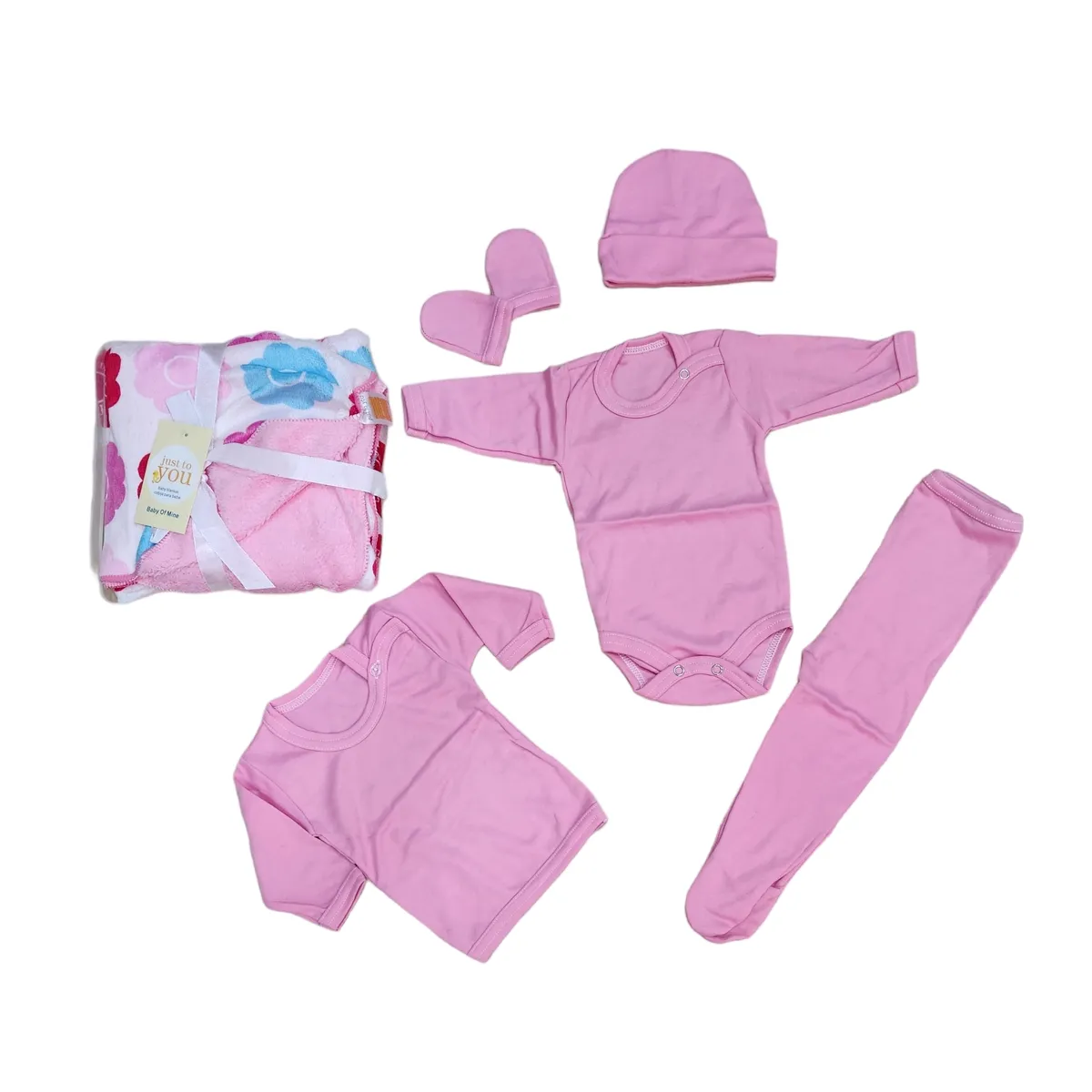 AGW - Pack Ajuar Bebé Niña 5 Unidades 100% Algodon + Manta Bebe