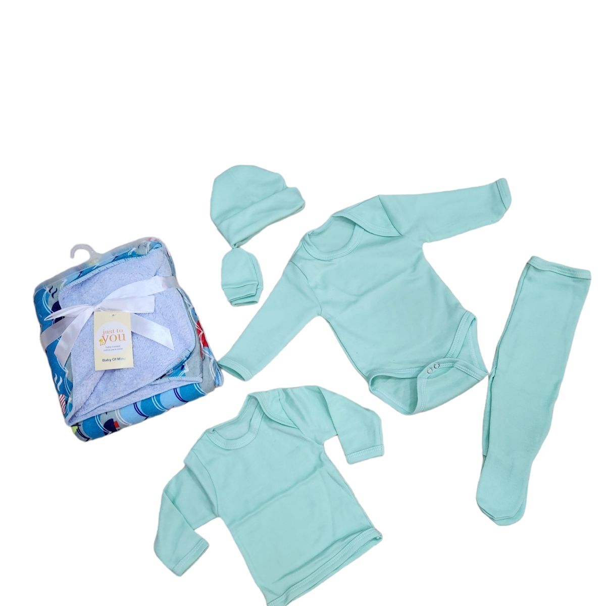 AGW - Pack Ajuar Bebé NiñO 5 Unidades 100% Algodon + Manta Bebe