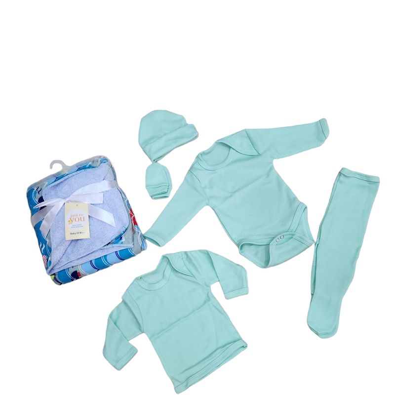AGW - Pack Ajuar Bebé NiñO 5 Unidades 100% Algodon + Manta Bebe