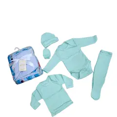 AGW - Pack Ajuar Bebé NiñO 5 Unidades 100% Algodon + Manta Bebe