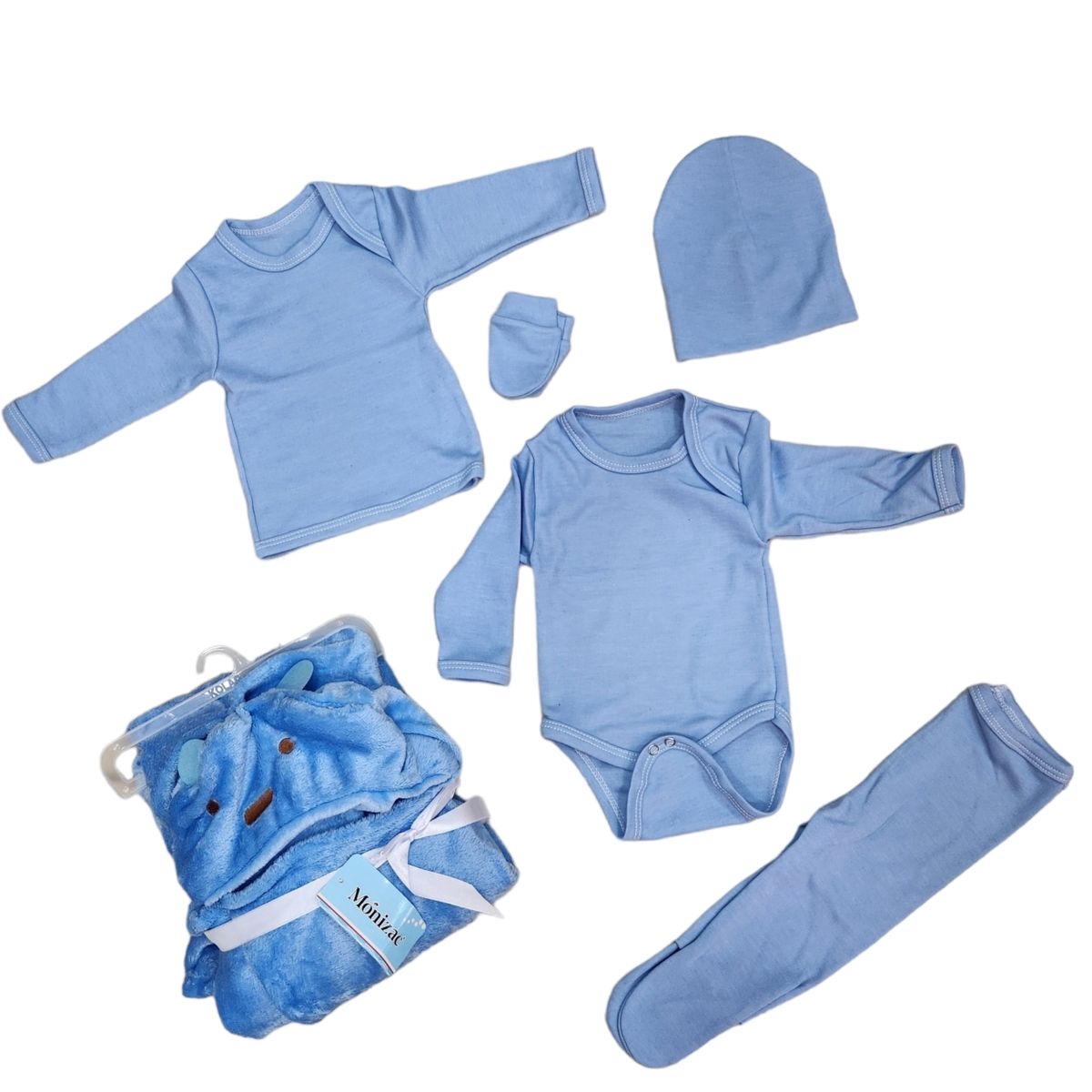 AGW - Pack Ajuar Bebé NiñO 5 Unidades 100% Algodon + Manta Bebe