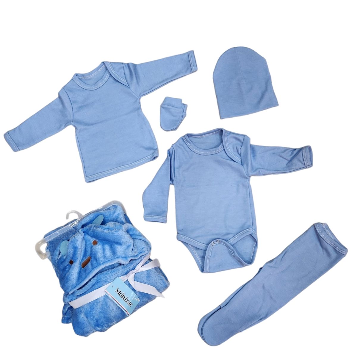 AGW - Pack Ajuar Bebé NiñO 5 Unidades 100% Algodon + Manta Bebe