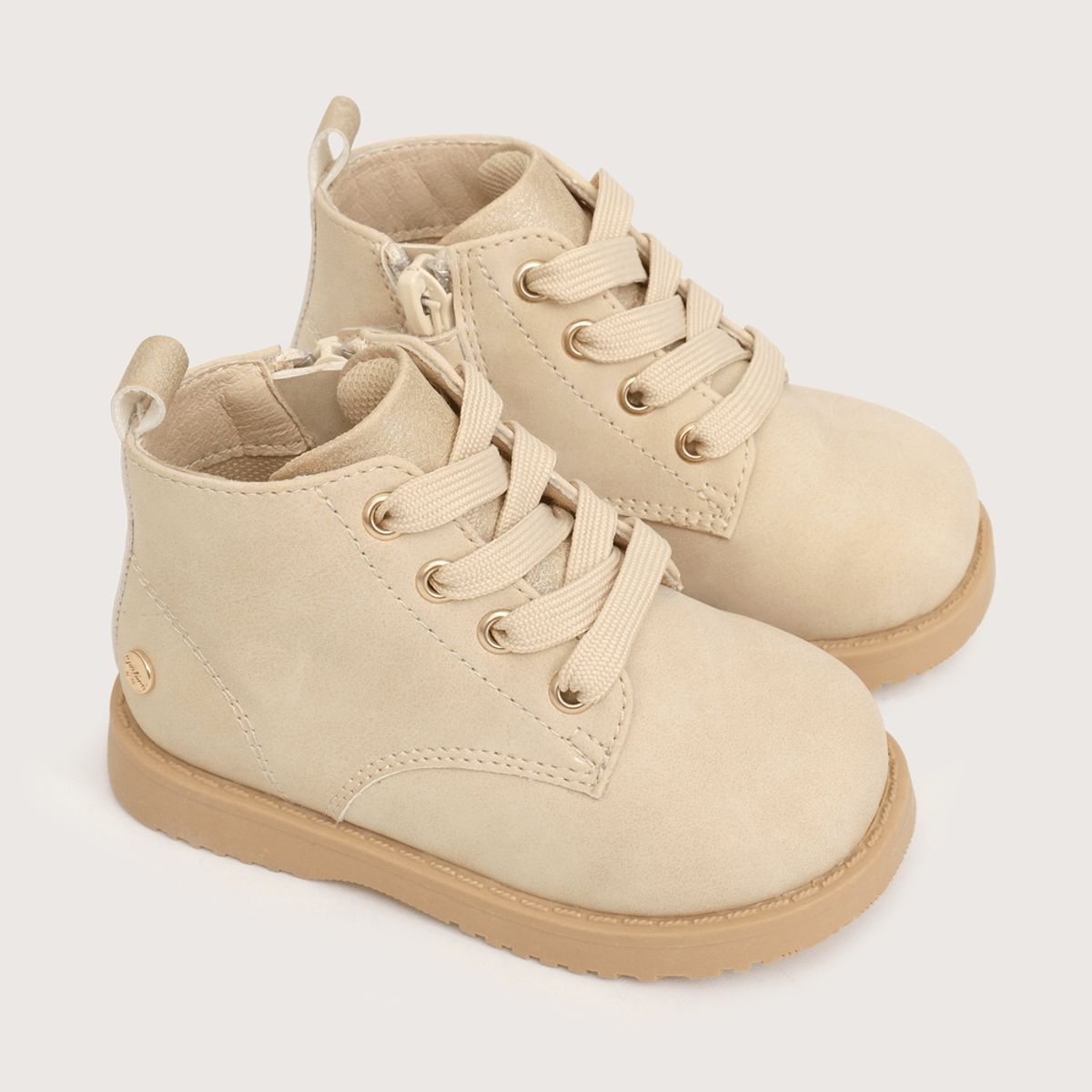 OPALINE - Botin de niña toques metalizados beige (20 a 29)